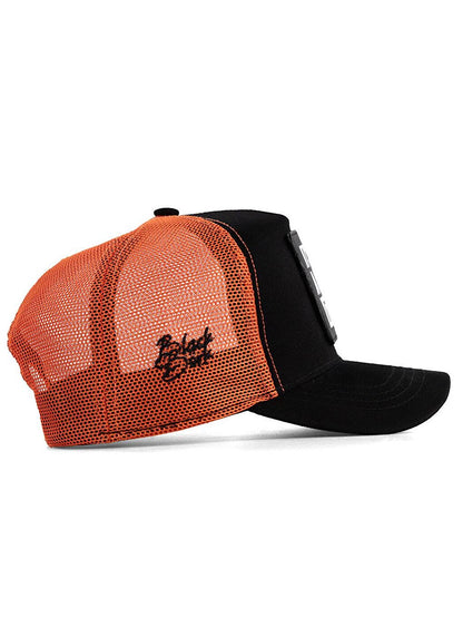 V1 Trucker Never Give Up - Unisex Black-Orange Hat (Cap) with 3 Code Logo