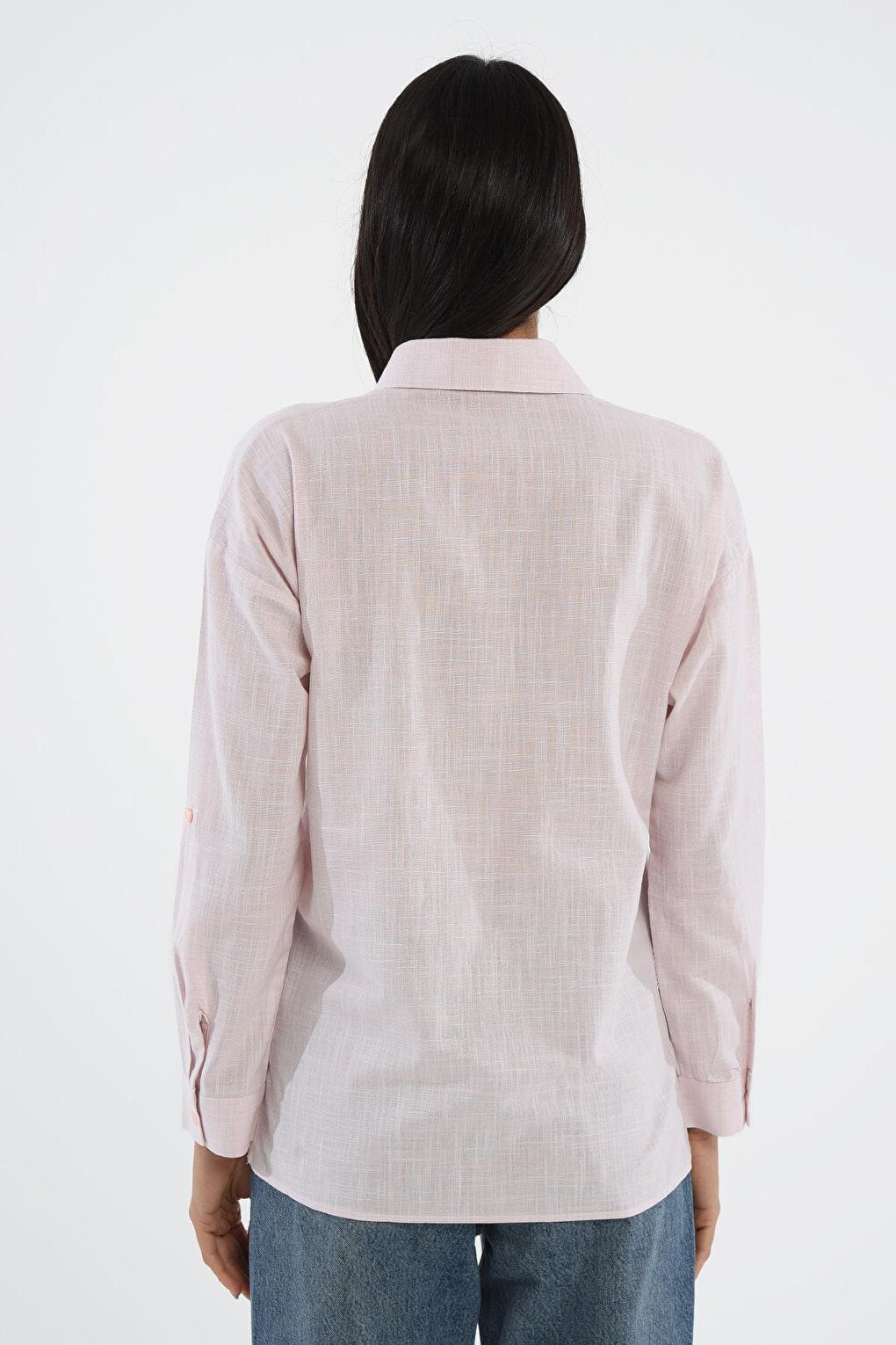 Light Pink Comfortable Fit Long Shirt with Pockets 75355-203