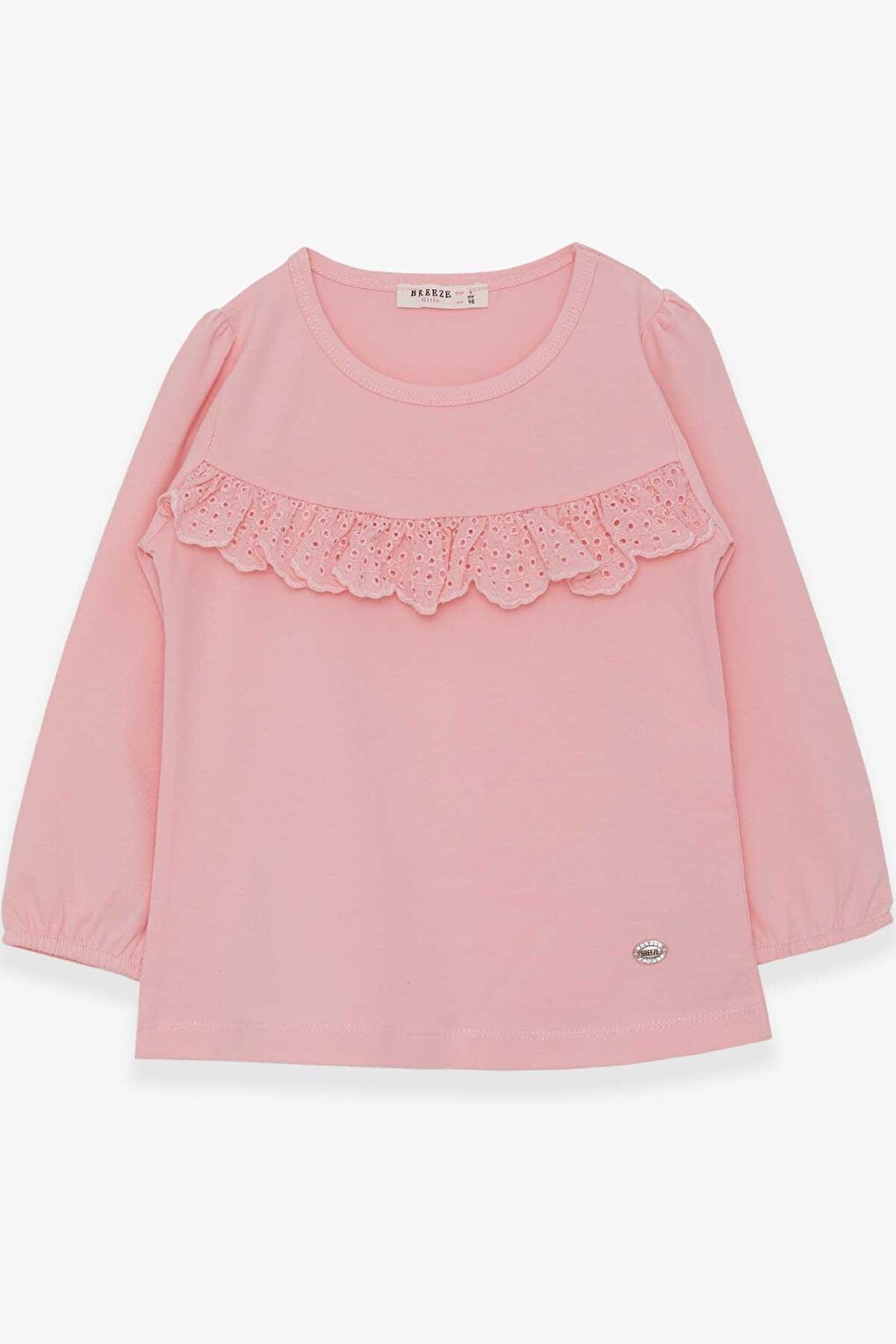 Girl's Long Sleeve T-Shirt Ruffle Powder (Age 3-8)