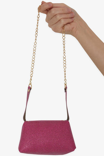 Kids Chain Silvery Mini Shoulder Bag Fuchsia