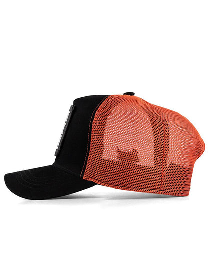 V1 Trucker U Letter - Unisex Black-Orange Hat (Cap) with 2 Code Logo