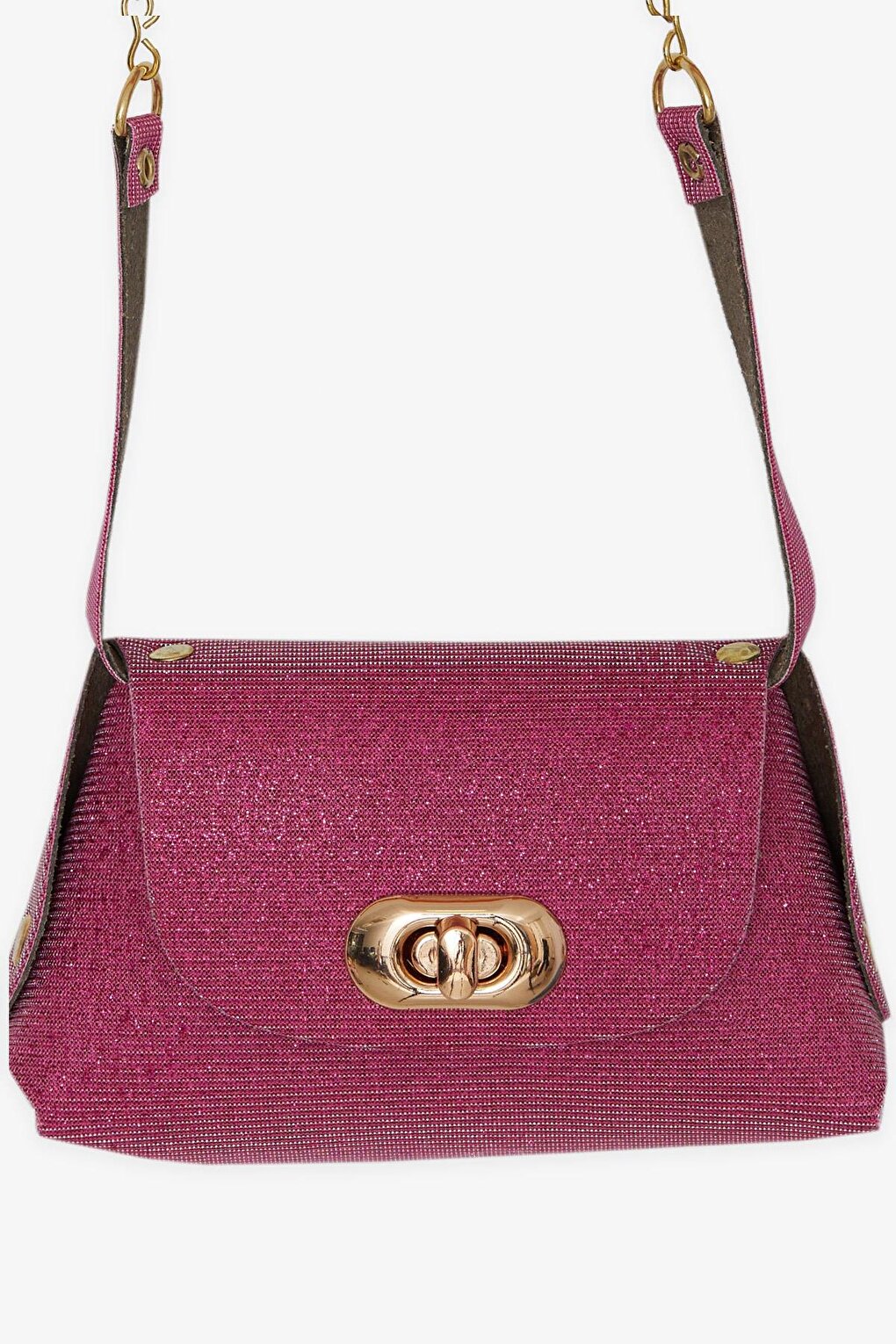 Kids Chain Silvery Mini Shoulder Bag Fuchsia