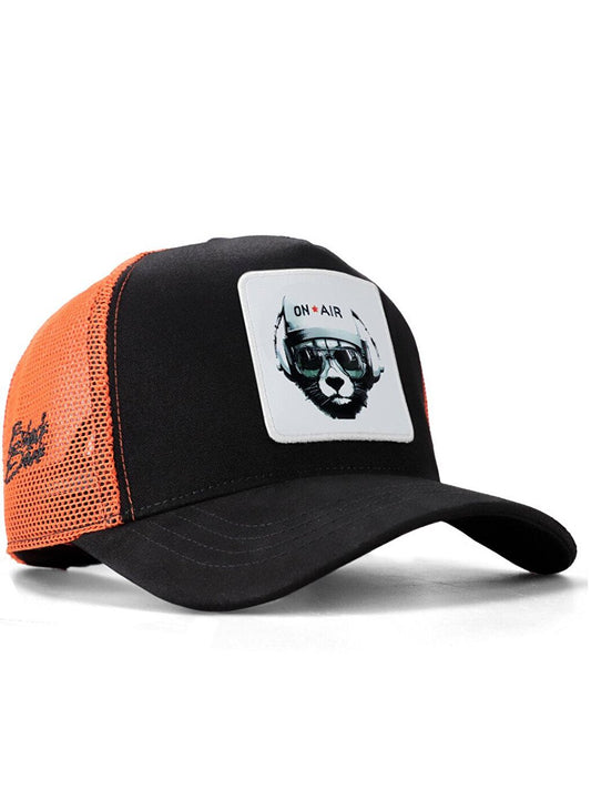 V1 Trucker Bear - 1 Unisex Black-Orange Hat (Cap) with Code Logo