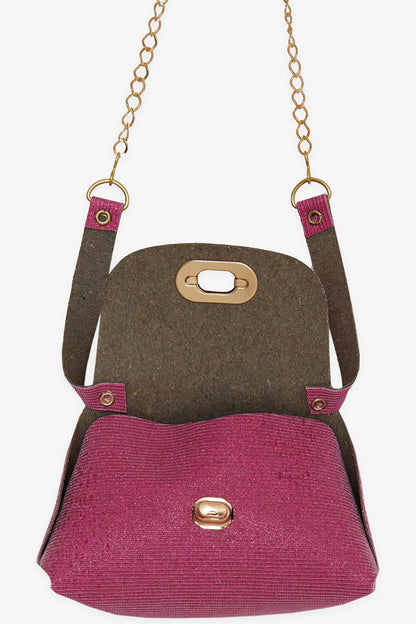 Kids Chain Silvery Mini Shoulder Bag Fuchsia