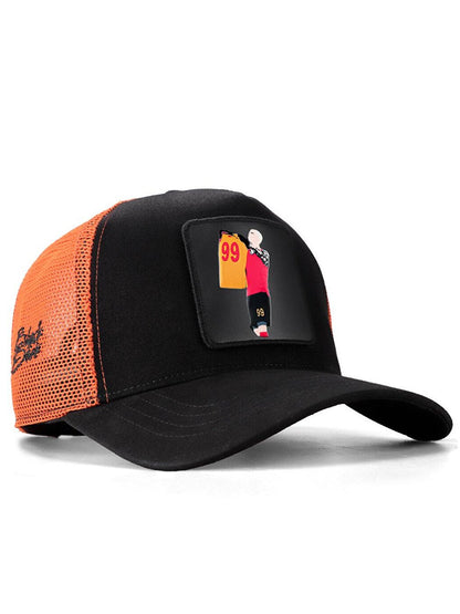 V1 Trucker Football Player - Unisex Black-Orange Hat (Cap) with 3 Code Logo