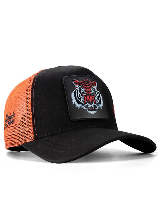 V1 Trucker Kaplan - Unisex Black-Orange Hat (Cap) with 6 Code Logo