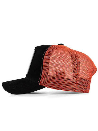 V1 Trucker Kaplan - Unisex Black-Orange Hat (Cap) with 6 Code Logo