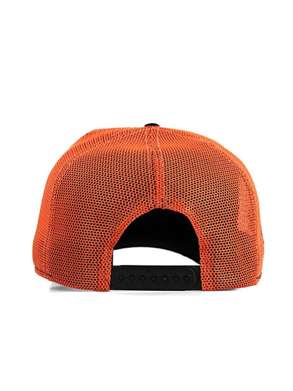 V1 Trucker Kaplan - Unisex Black-Orange Hat (Cap) with 6 Code Logo