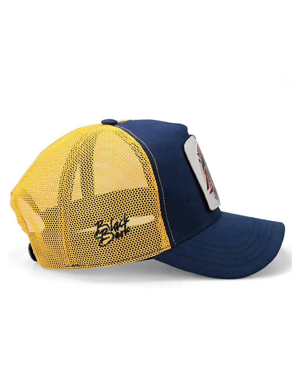 V1 Trucker Canary - Unisex Navy Blue-Yellow Hat (Cap) with 1 Code Logo