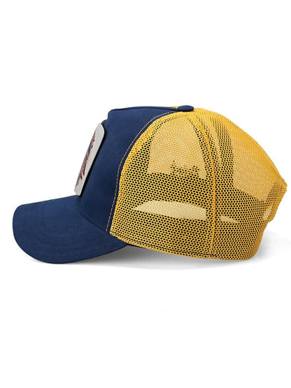 V1 Trucker Canary - Unisex Navy Blue-Yellow Hat (Cap) with 1 Code Logo