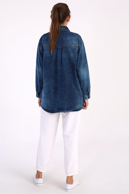 Medium Blue Pocket Denim Shirt