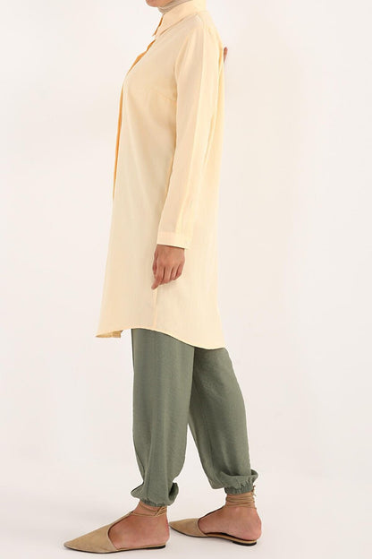 Yellow Hidden Placket Basic Shirt Tunic