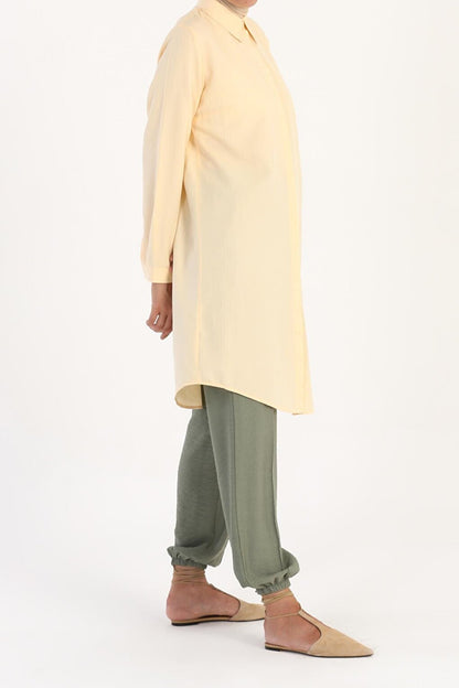 Yellow Hidden Placket Basic Shirt Tunic