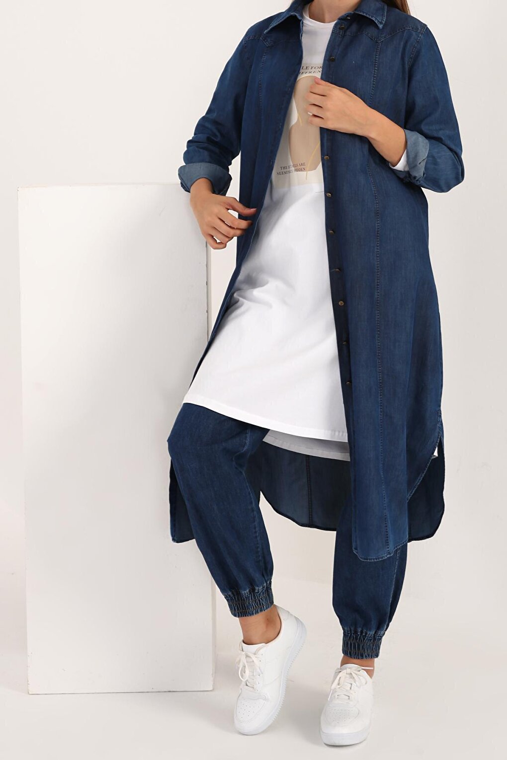 Medium Blue Piece Denim Shirt Tunic