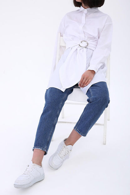 Comfortable Fit Shirt Tunic with White Belt