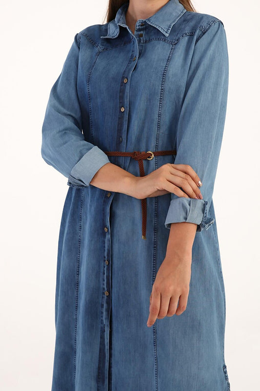 Light Blue Piece Denim Shirt Tunic