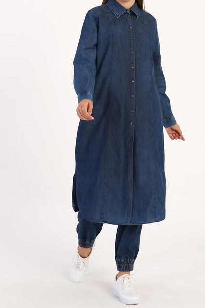 Medium Blue Piece Denim Shirt Tunic