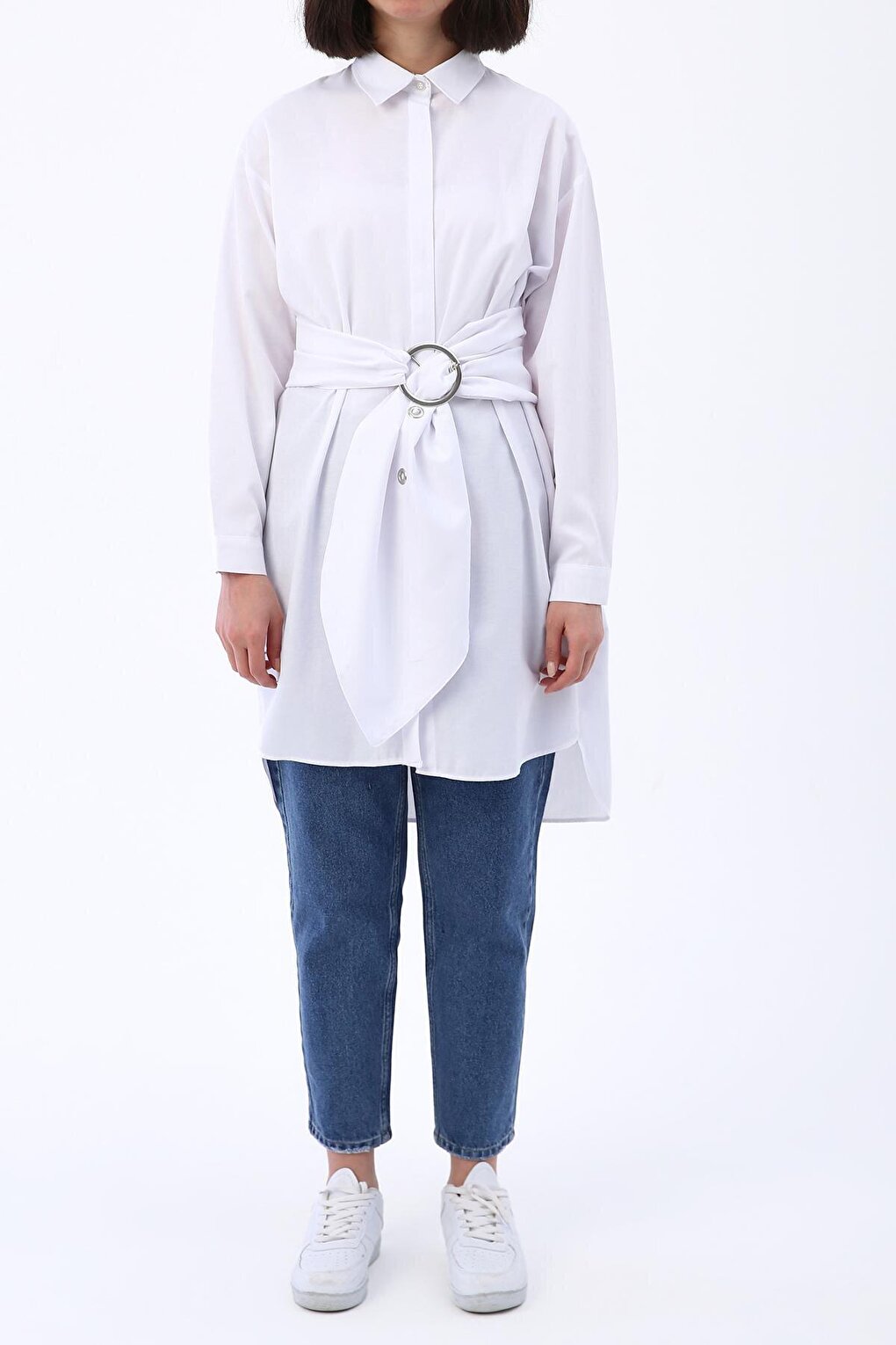 Comfortable Fit Shirt Tunic with White Belt