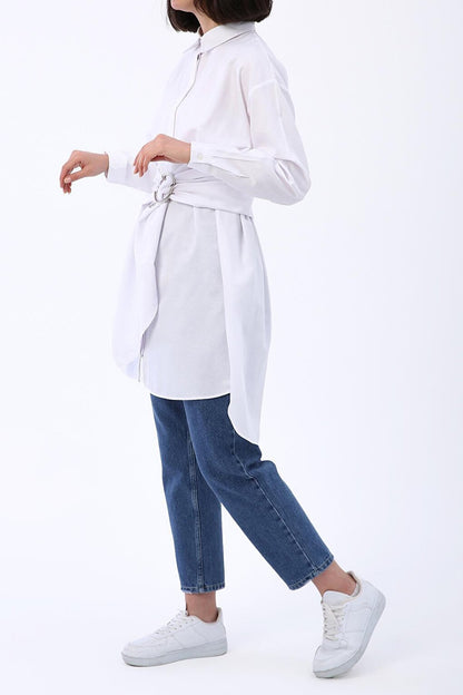 Comfortable Fit Shirt Tunic with White Belt