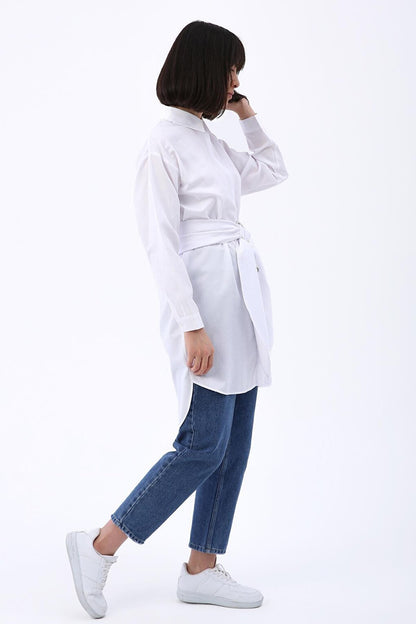 Comfortable Fit Shirt Tunic with White Belt