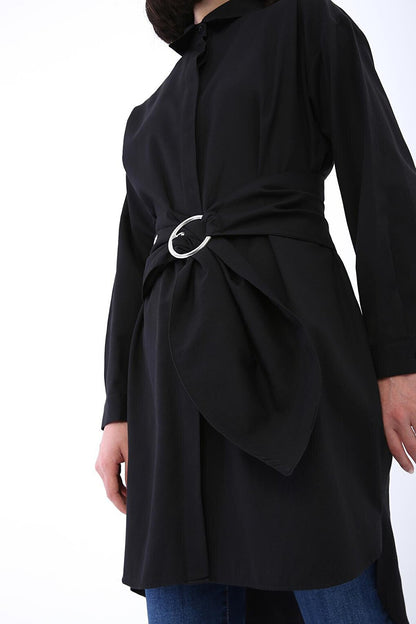 Comfortable Fit Shirt Tunic with Black Belt