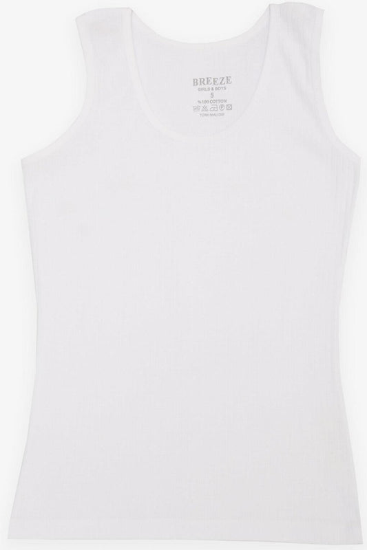 Boy's Undershirt Wide Strap Ribbed White (Ages 3-11)