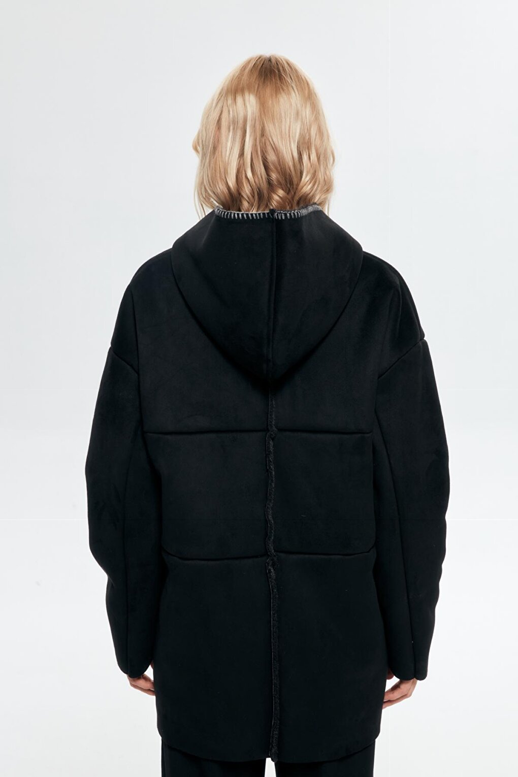 Fur Lined Hooded Coat Black