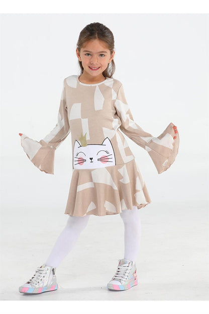 Princess Beige Ruffled Girl's Dress