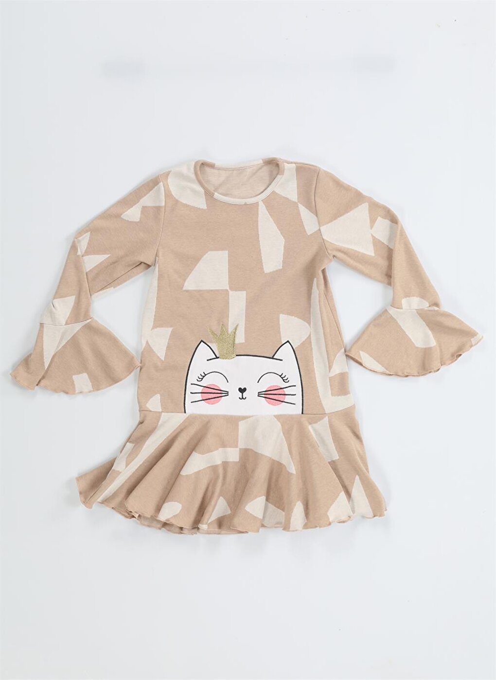 Princess Beige Ruffled Girl's Dress