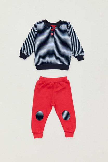 Striped Crew Neck Baby Boy Suit