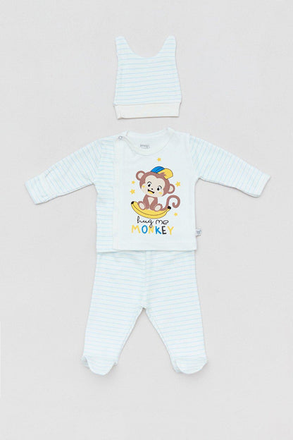 Monkey Printed 3-Piece Baby Set