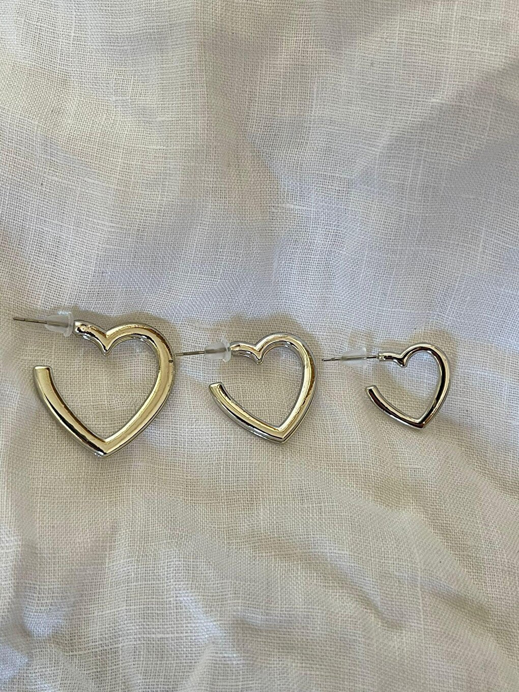 Women's Gold 3-Piece Heart Set Earrings