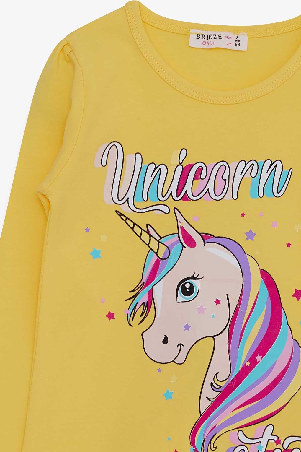 Girl's Long Sleeve T-Shirt Unicorn Yellow (Age 2-6)