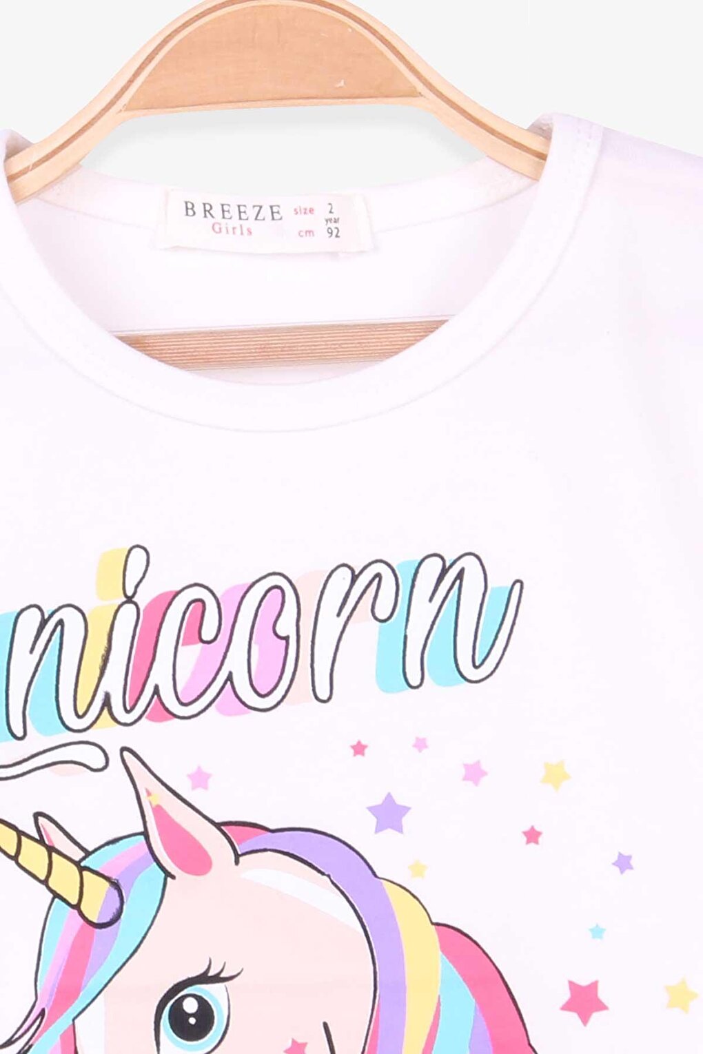 Girl's Long Sleeve T-Shirt Unicorn Ecru (Age 2-6)