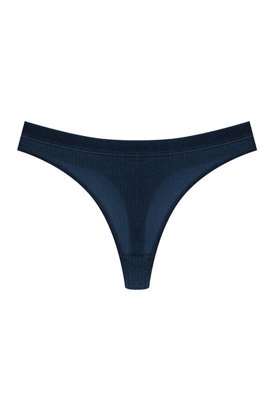 Cotton Ribbed Textured Women's Thong Panties