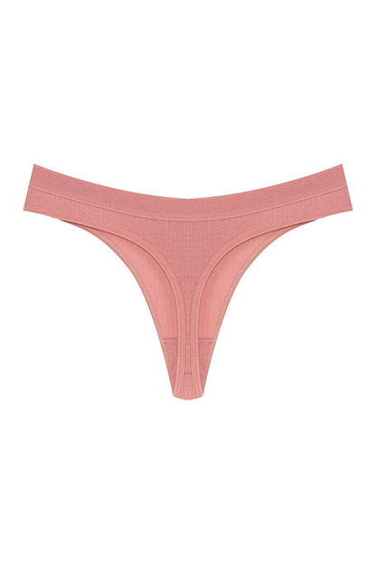 Cotton Ribbed Textured Women's Thong Panties