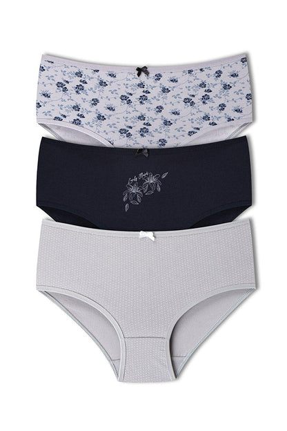 Cotton Patterned Plus Size Women's Panties 3-Piece