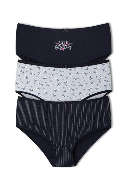 Cotton Patterned Plus Size Women's Panties 3-Piece