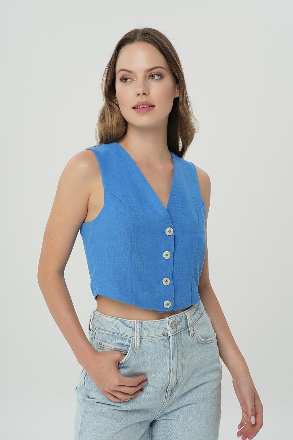 Saks Blue Buttoned Vest 75427-189