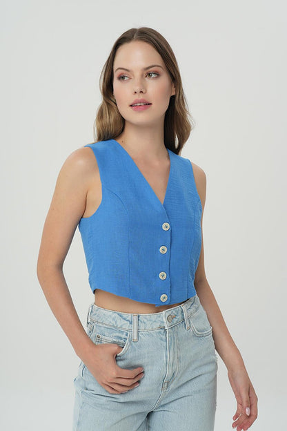 Saks Blue Buttoned Vest 75427-189