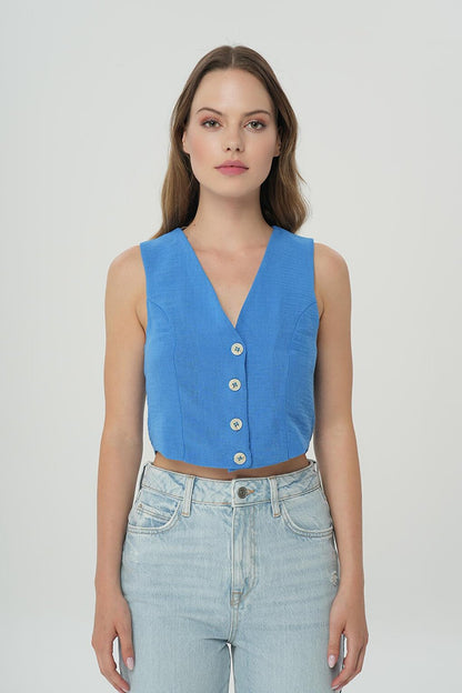 Saks Blue Buttoned Classic Vest 75427-189