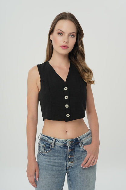 Black Buttoned Vest 75427-020