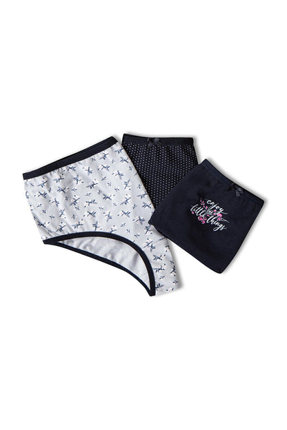 Cotton Patterned Plus Size Women's Panties 3-Piece