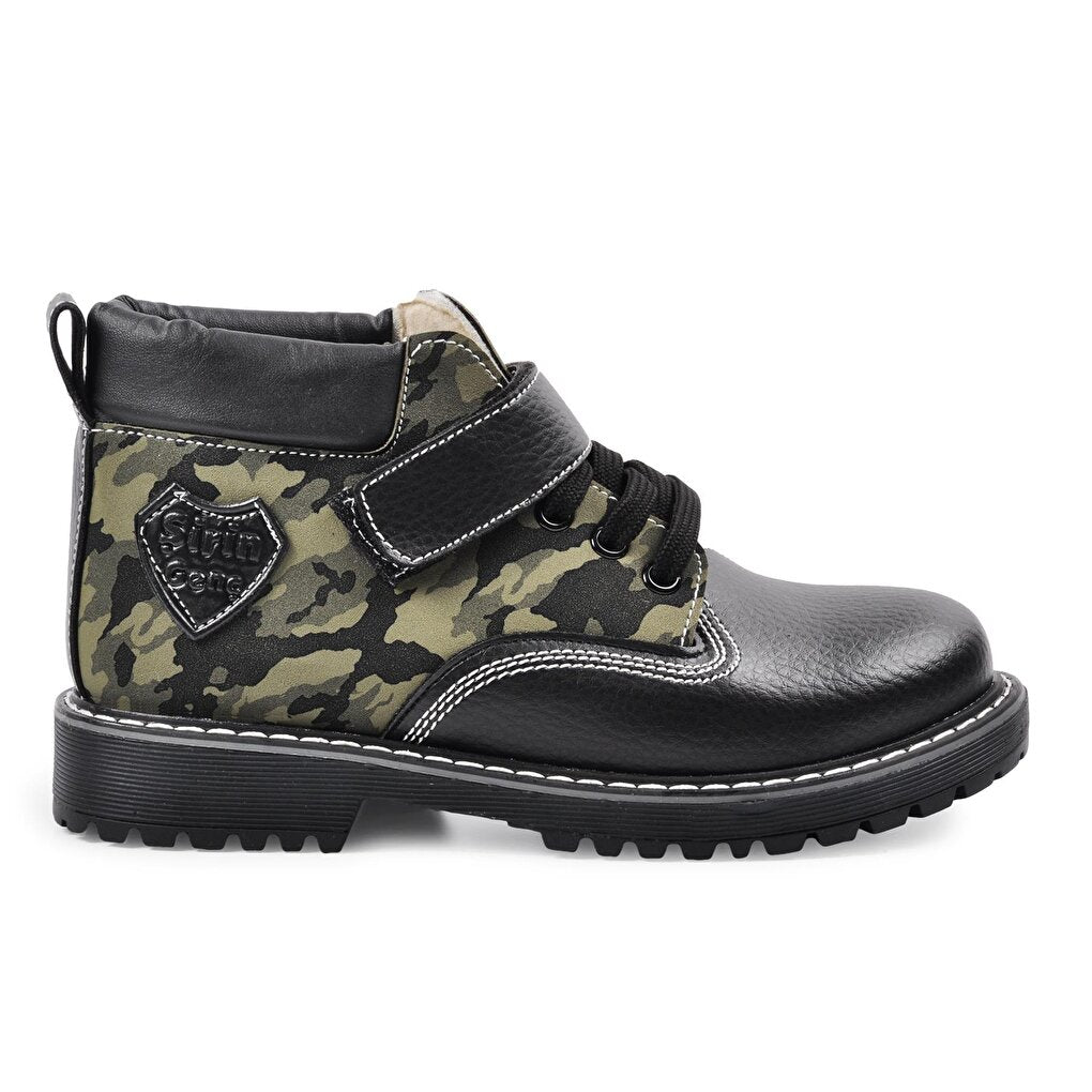 Cat01 Black-Camouflage Kids Boots