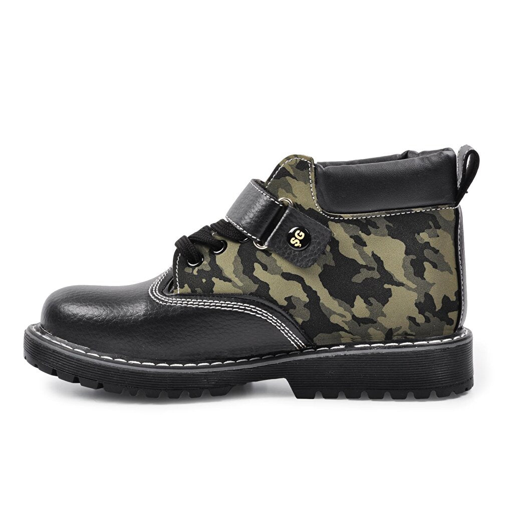 Cat01 Black-Camouflage Kids Boots