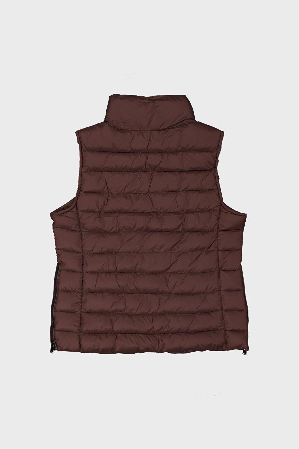 Brown Quilted Slim Vest with Side Zippers 90033-245