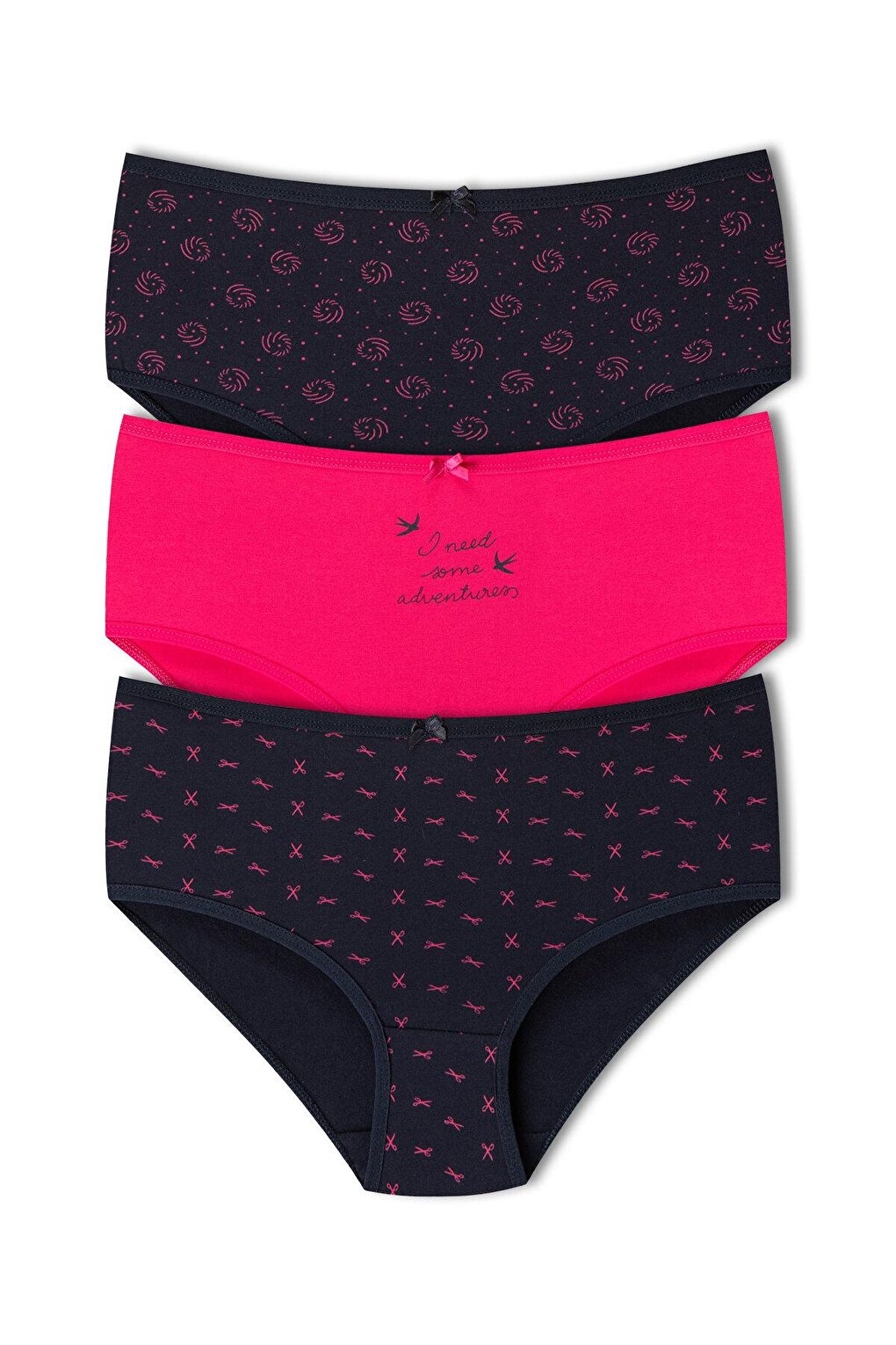 Cotton Patterned Plus Size Women's Panties 3-Piece