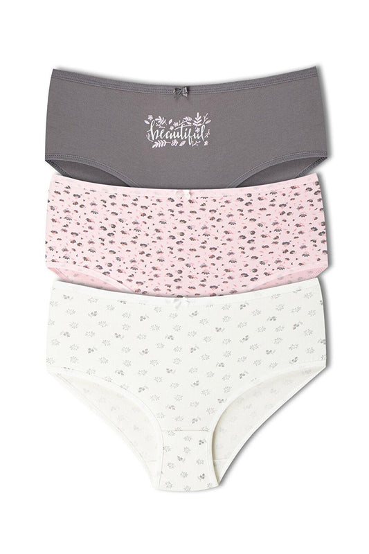 Cotton Patterned Plus Size Women's Panties 3-Piece