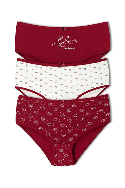 Cotton Patterned Plus Size Women's Panties 3-Piece