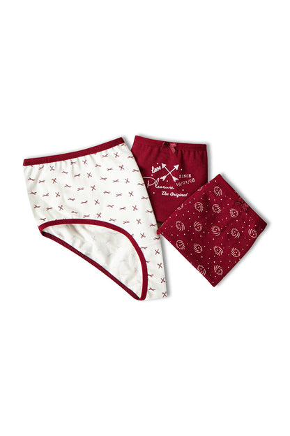 Cotton Patterned Plus Size Women's Panties 3-Piece